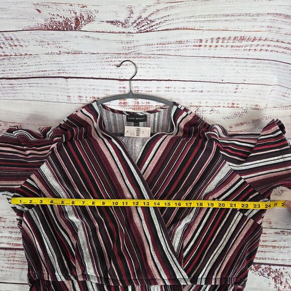 Lane Bryant Faux Wrap Asymmetrical Stretch Dress 26/28 Red Pink Casual Party NWT - Picture 7 of 12